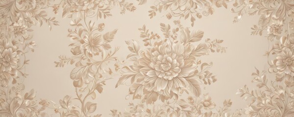 Obraz premium Cream background, intricate floral pattern, elegant design , surface, aesthetic