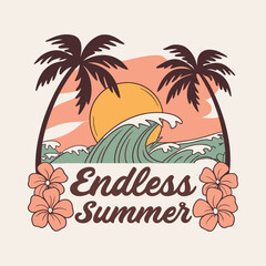Summer T shirt Design Endless Summer A Retro Beach Scene