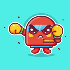 angry air purifier character mascot playing boxing sport isolated cartoon