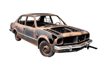 Burned Car on Abandoned Street