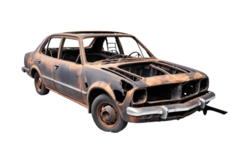 Burned Car on Abandoned Street