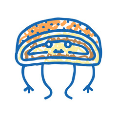 apple strudel dessert character icon doodle illustration