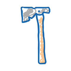 half hatchet hammer tool icon doodle illustration
