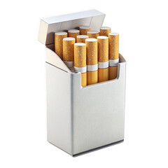 A pack of cigarettes a 3D rendering of a cigarette pack isolated on white background