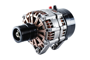 Car alternator with shallow depth of field mechanics engine parts