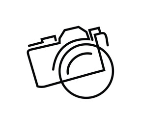 Photo camera silhouette,camera shaped line design