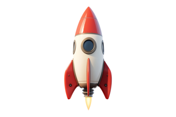 Cartoon rocket isolated on transparent background
