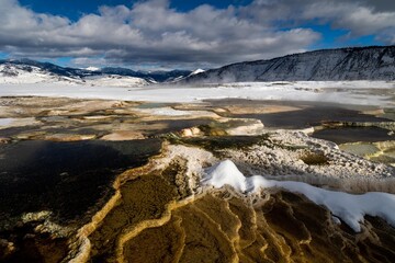 yellowstone, thermal, fonts, sulfur, winter
