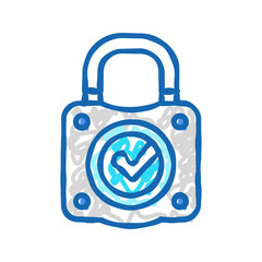safety padlock icon doodle illustration