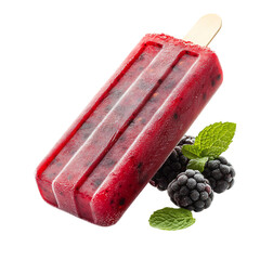 Modern Frosty Fruit Pop with Mixed Berries and Mint Isolated on Transparent Background