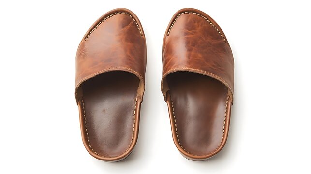 leather sliper on white background