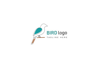minimal bird logo with teal wing and business tagline