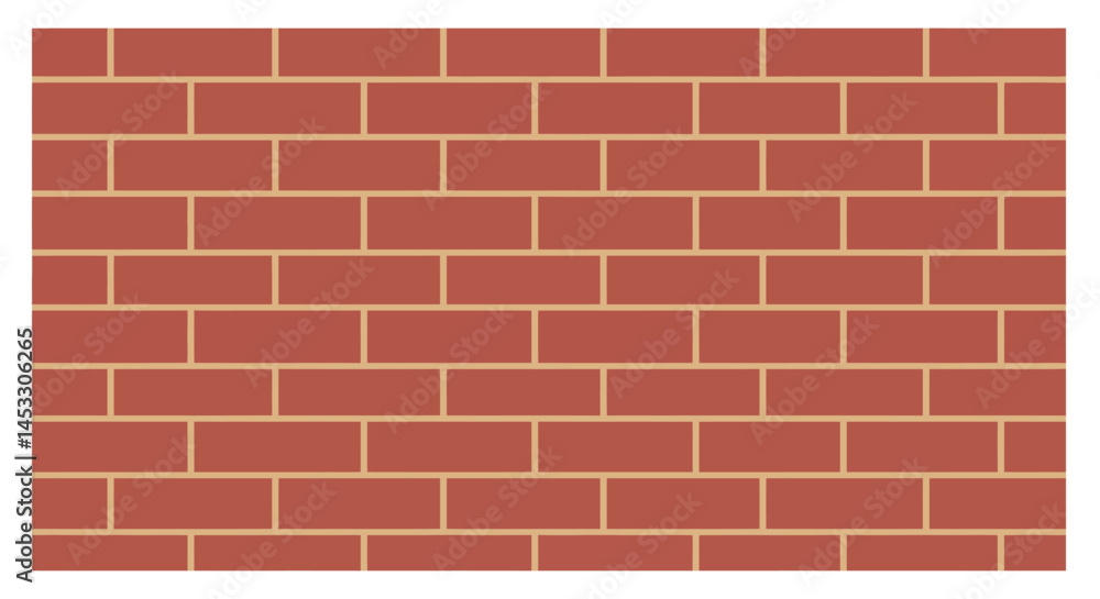 Poster brick wall pattern vector illustration in red and beige colors with horizontal layout for design bac