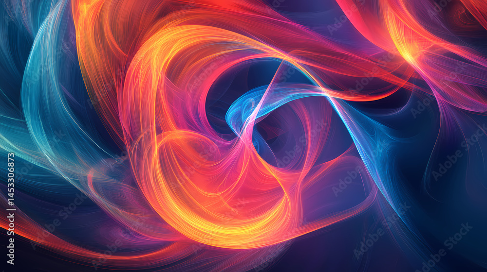 Wall mural vibrant abstract swirls of colorful waves representing dynamic movement and energy. [fractal eden] |
