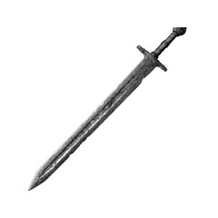 Ornate Medieval Sword, Isolated on Black Background