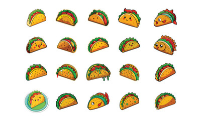 Naklejka premium tacos style icon set vector illustration 