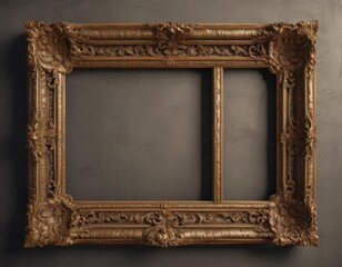 Elegant vintage frames, intricate carvings, distressed finish,  brown,  border