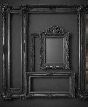 Ornate silver & black picture frames, distressed, Victorian style ,  decorative frames,  wood