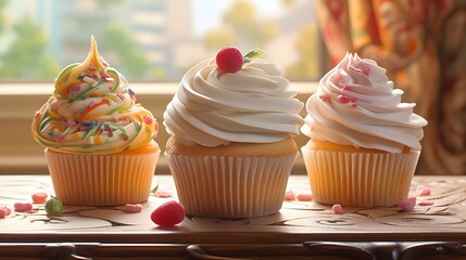 Cupcake perfection with swirls of cream,