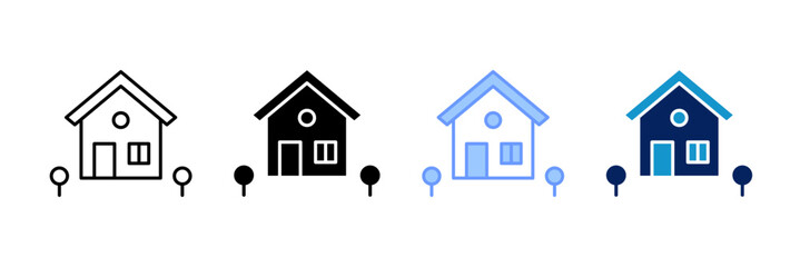 Townhouse Icon Set Multiple Style Collection