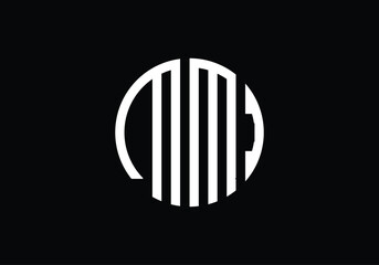 minimal modern circle monogram logo design in black and white