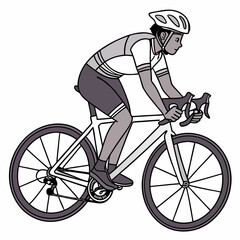 Naklejka premium Cyclist Riding Bicycle Vector Illustration In Side View On White Background