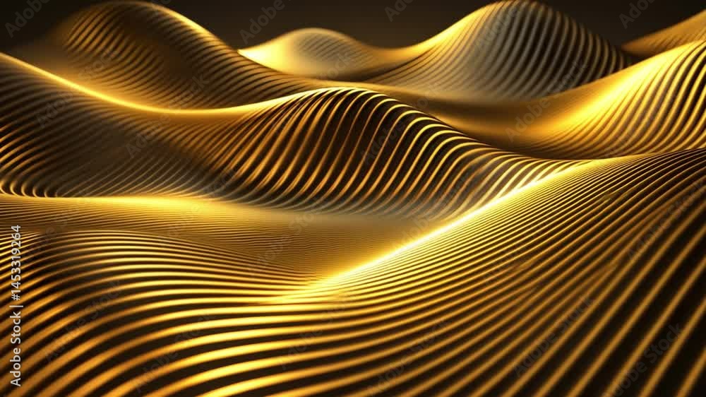 Poster golden waves an abstract design of smooth curves and elegant lines, showcasing mesmerizing patterns 