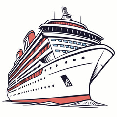 Obraz premium Cruise Ship Vector Illustration For Travel And Vacation Designs Projects