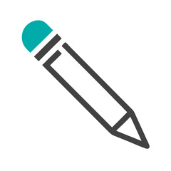 Graphic Pencil With Teal Eraser Isolated On Black Background Minimalist Design
