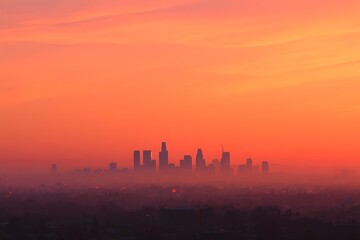 Fototapeta premium Los angeles skyline sunset colorful vista 
