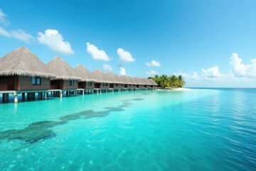 Obraz premium Beach umbrella with chairs on the sand. summer vacation concept. 3d rendering 