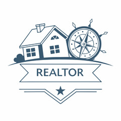 Realtor House Compass Logo Real Estate Agent Vector Illustration Design
