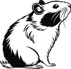 Vector Silhouette of Hamster on White Background

