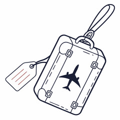 Travel Bag With Airplane Icon And Luggage Tag Illustration
