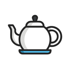 Minimalist Black Tea Pot Vector Isolated On Black Background Illustration