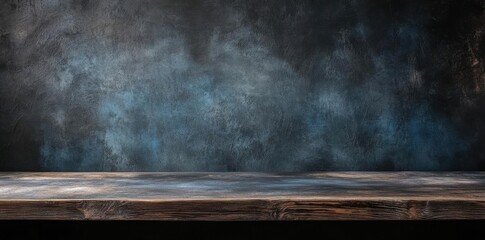 Rustic Wood Table Against a Textured Wall for Photo Display and Product Mockups