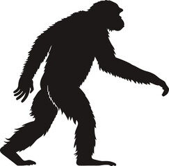 Orangutan Vector Silhouette on White Background – Wildlife Clipart Design