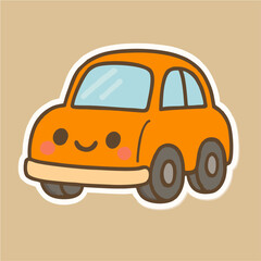 cute doodles with smiling car shapes