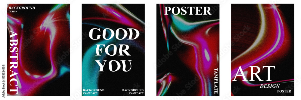 Aufkleber abstract poster set with wavy and textured grain effect. modern minimal design for creative backgrou