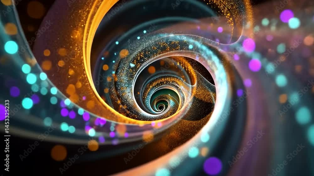 Poster mesmerizing abstract swirl of vibrant colors and dynamic movement, featuring glowing particles that 