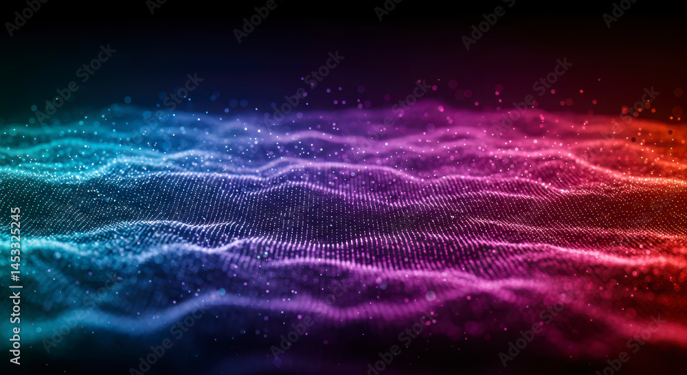 Poster abstract digital waveform futuristic technology background neon colors data visualization