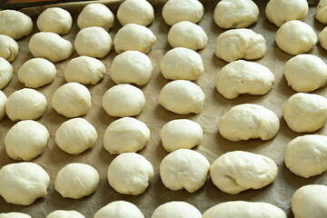yeast raw dough in section