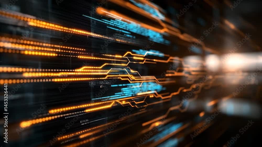Poster digital data flow: a visually stunning depiction of a digital data stream. vivid lines and patterns 