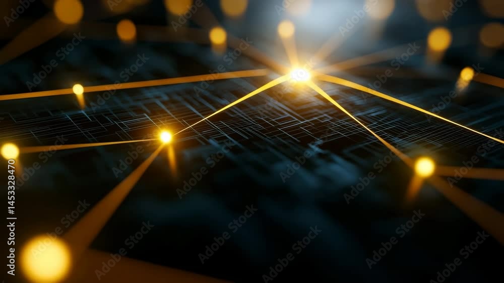 Poster illuminated network: a mesmerizing image of glowing nodes and interconnected pathways of light again