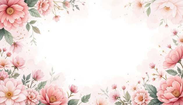 pink flowers frame