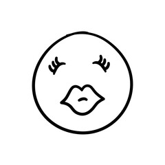 Hand Drawn Doodle Emoji Face. Vector Illustration