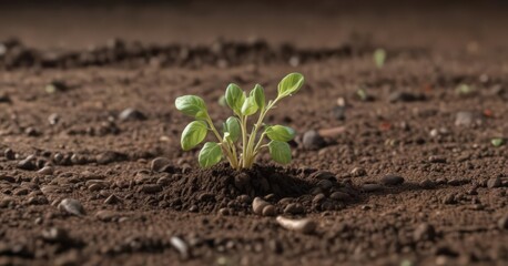 Bean seed sprouting in soil, early growth stage, environment, texture, growth