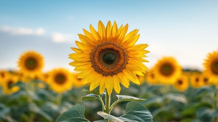 Obraz premium Vibrant Sunflower in Bloom against a Clear Blue Sky