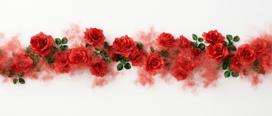Beautiful red roses with soft smoky accents on a white background.