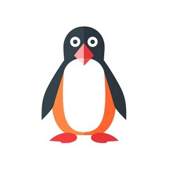 Obraz premium Playful Geometric Penguin Illustration Featuring Bright Colors and Unique Design for Creative Projects